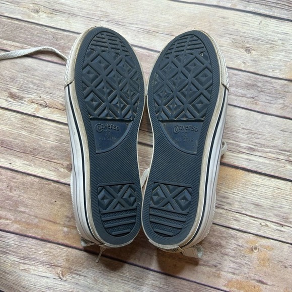 Converse All Star White Leather Women's Size 5 Low Tops Black Tongue Sneakers - Picture 5 of 7